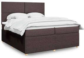 3292159 vidaXL Боксспринг легло с матрак, тъмнокафяво, 200x200 см, плат
