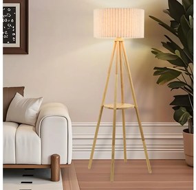 Brilagi - Подова лампа NORDIC WAVE 1xE27/15W/230V каучуково дърво/лен