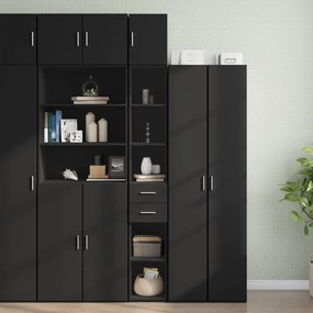 Sonata H Тесен шкаф за съхранение черен 30x42,5x225 см инженерно дърво