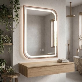 Огледало LED ZONE 80x60 BRUSH  ROSE GOLD