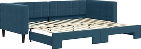 3196690 vidaXL Канапе с изтеглящо разтегателно легло синьо 90x200 см кадифе