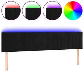 3121912 vidaXL LED горна табла за легло, черна, 180x5x78/88 см, кадифе