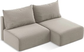 Кафяво-сив кадифен сгъваем/с място за съхранение ъглов диван (десен ъгъл) Kalena – Makamii