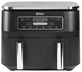 Фритюрник с горещ въздух Ninja AF300EU, 2470W, 7.6 л, 6 програми, 2 независими зони за готвене, Черен