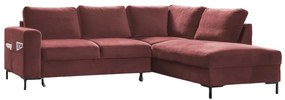 Розов кадифен разтегателен ъглов диван (десен ъгъл) Lofty Lilly – Miuform