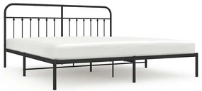 352585 vidaXL Метална рамка за легло с горна табла, черна, 200x200 см