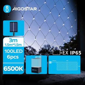 Aigostar - LED соларен гирлянд 100xLED/8 функции 4,5x1,5m IP65 студено бяло