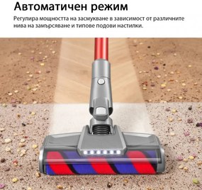 Вертикална прахосмукачка JIMMY H9 Flex, 600W, 200 AW, 0.6 л, Сгъваема, Автономност 80 минути, LED дисплей, Двойна Cyclon технология, Червен/сив