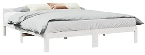 859230 vidaXL Рамка за легло без матрак, бял, 160x200 см, бор масив