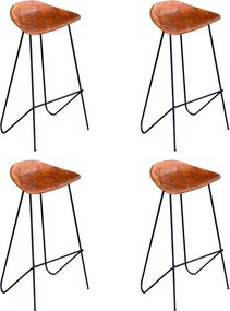 276365 vidaXL Бар столове, 4 бр, естествена кожа, кафяви