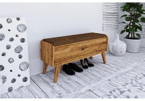 Пейка с място за съхранение от дъбова дървесина с оранжева седалка Retro - The Beds