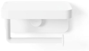 Бяла самозадържаща се поставка за тоалетна хартия, изработена от рециклирана пластмаса Flex Adhesive - Umbra