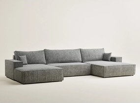 Сив шенилов сгъваем/с място за съхранение ъглов диван (U форма) Kyoto – Maison de Rêve