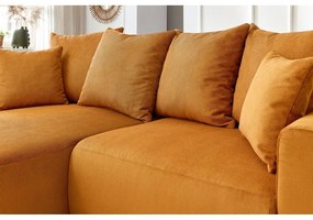 Кадифен ъглов диван в цвят жълта охра Enjoy – Bobochic Paris