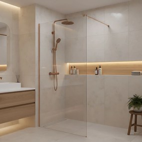Параван за душ Rea Flexi Transparent / Brush Copper 70