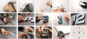 Декоративен стенен часовник,  3D цифри, безшумен механизъм, без рамка, регулируем 60-130см Ruhhy