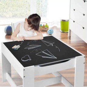 GINGER HOME К-кт дървена маса с 2 столчета 2в1 WHITE/GREY