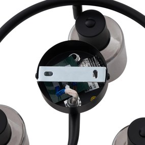 Модерна таванна лампа черна със стъклена спирала 3-светлинна - Cilin