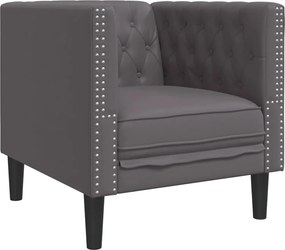 372655 vidaXL Честърфийлд диван стол сив kunstnahast