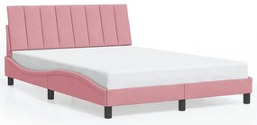 3207854 vidaXL Рамка за легло без матрак Hanko, розова, 140x200 см, кадифе