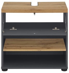 Антрацитен шкаф за мивка от декор от дъб 60x57 cm Thessa – Støraa