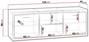 TV шкаф Mediolan-Fusiko-Дължина: 139 cm-Xwris podariko