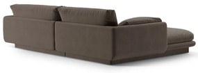 Кафяв кадифен ъглов диван (десен ъгъл) Torino – Micadoni
