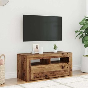 856321 vidaXL ТВ шкаф с LED осветление, 90x35x40 см, инженерно дърво
