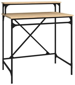 826705 vidaXL Бюро, дъб сонома, 80x50x90 см, инженерно дърво и желязо