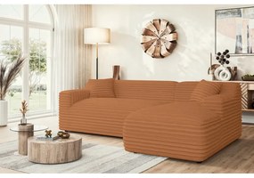 Теракотен ъглов диван от рипсено кадифе (десен ъгъл) Martin – Ropez