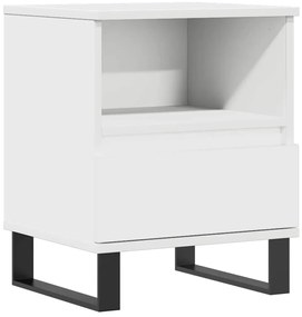 830636 vidaXL Нощно шкафче, бяло, 40x35x50 см, инженерно дърво