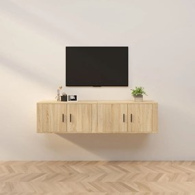 3188353 vidaXL ТВ шкафове за стенен монтаж, 2 бр, сонома дъб, 80x34,5x40 см