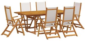 3279289 vidaXL Градински трапезен комплект, 7 части, акация масив и textilene