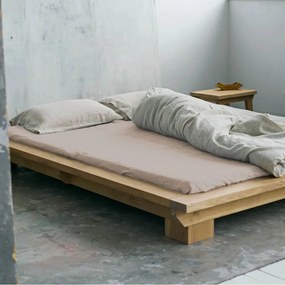 Светлокафяв ленен ластичен чаршаф , 180 x 200 cm - Linen Tales