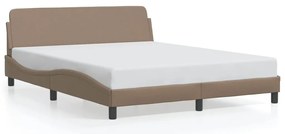 373222 vidaXL Рамка за легло с табла, капучино, 160x200 см, изкуствена кожа