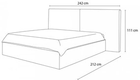 Светлосиво тапицирано двойно легло с място за съхранение с решетка 160x200 cm Blandine - Bobochic Paris