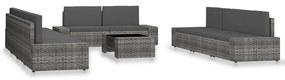 3054607 vidaXL Градински лаундж комплект, 10 части, полиратан, сив