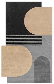 Черно-сив ръчно изработен вълнен килим 120x180 cm Lozenge Monochrome – Flair Rugs