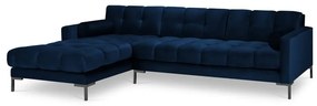 Тъмносин ъглов диван от кадифе , ляв ъгъл Bali - Cosmopolitan Design