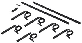 Модерна релсова система за осветление със 6 черни висящи лампи 1-фазна - Slimline Keno