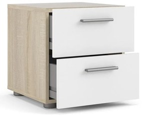 Бяло нощно шкафче в дъбов декор Pepe - Tvilum