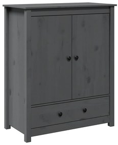 823516 vidaXL Висок шкаф, сив, 83x41,5x100 см, бор масив