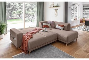 Кафяв разтегателен/с място за съхранение ъглов диван (десен ъгъл/L форма) Classy Sophie – Miuform
