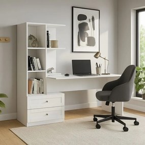Меламиново офис бюро Mantra в бял цвят 150x60x152см.