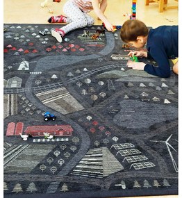 Черен двустранен детски килим , 140 x 200 cm Ülejõe - Narma