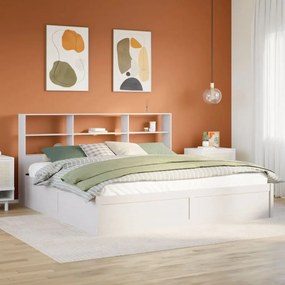 3323444 vidaXL Рамка за легло без матрак, бял, 200x200 см, бор масив
