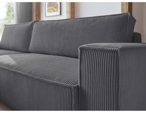 Тъмносив велурен разтегателен диван Nihad - Bobochic Paris