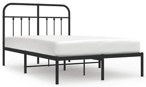 352575 vidaXL Метална рамка за легло с горна табла, черна, 120x190 см