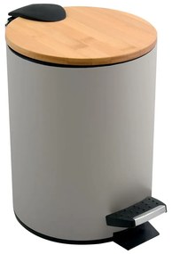 Кафяво-сиво стоманено кошче за боклук с педал 5 l Adonis – Spirella