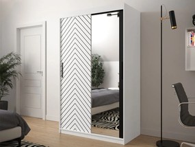 Плъзгащ се гардероб Jodelka с Огледало-Leuko-Mauro--Дължина: 120 cm